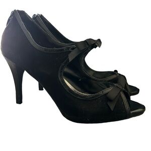 White House Black Market Black Peep-Toe Heels